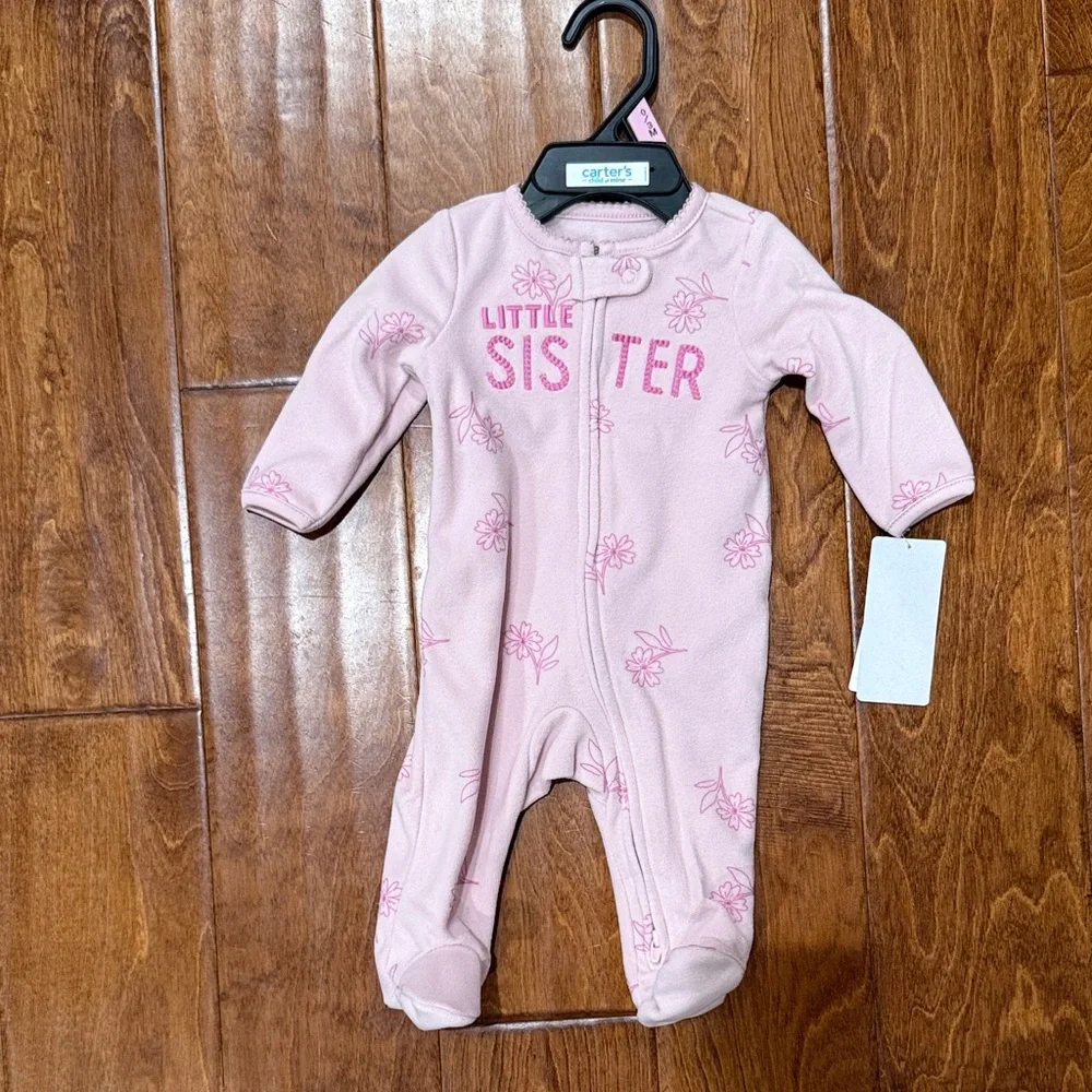 NWT Size 0-3 Months Carter's Light Pink 'Little Sister' Footie